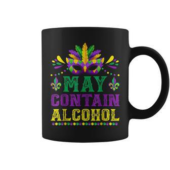 Mask May Contains Alcohol Mardi Gras Funny Outfits V2 Coffee Mug - Seseable