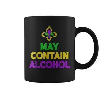 May Contain Alcohol Funny Mardi Gras Carnival Drinking Gifts Coffee Mug - Seseable