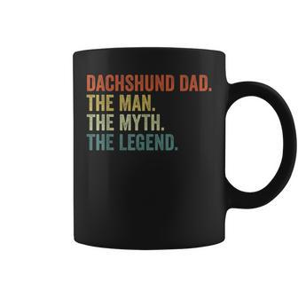 Men Vintage Dog Dad Man Myth Legend Dachshund Dad Day Coffee Mug - Seseable