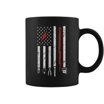 Mens American Electritian Usa Flag Patriot Handyman Dad Birthday Coffee Mug - Seseable