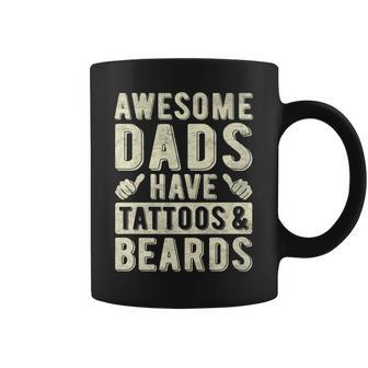 Mens Awesome Dads Have Tattoos And Beards Fathers Day Papa Daddy Coffee Mug - Thegiftio UK