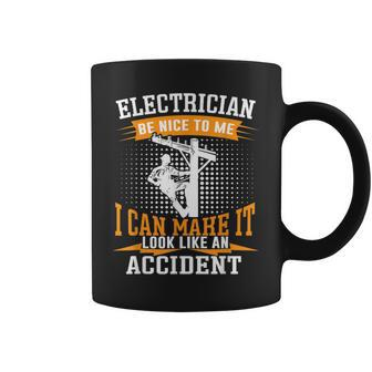Mens Be Nice To Me Im An Electritian Funny Handyman Dad Coffee Mug - Seseable