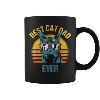 Mens Best Cat Dad Ever Retro Daddy Fathers Day Funny Kitten Men Coffee Mug - Seseable