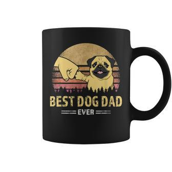 Mens Best Dog Dad Ever Pug Retro Design Proud Vintage Puppy Lover Coffee Mug - Seseable