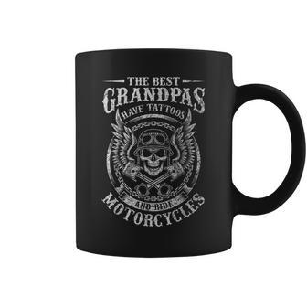 Mens Best Grandpas Have Tattoos And Ride Motorcycles Biker Biking Coffee Mug - Seseable