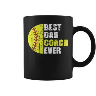 Mens Best Softball Dad Coach Ever Retro Father Softball Coach Dad Coffee Mug - Seseable