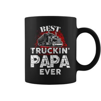 Mens Best Truckin Papa Ever Trucker Grandpa Coffee Mug - Seseable