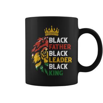 Mens Black Father Black Leader Black King Juneteenth Lion Dad Coffee Mug | Mazezy CA