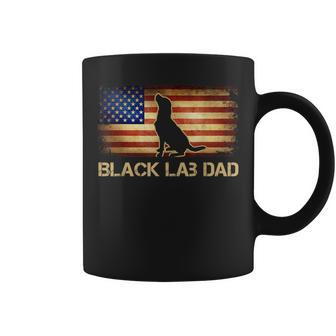 Mens Black Lab Dad Vintage American Flag Patriotic Dog Lover Coffee Mug - Seseable