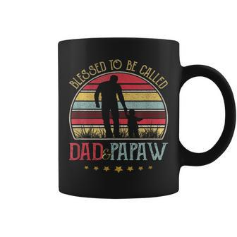 Mens Blessed To Be Called Dad And Papaw Vintage Fathers Day Gift Coffee Mug - Thegiftio UK