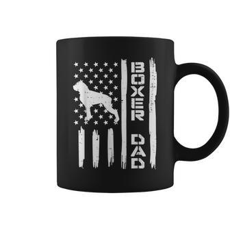 Mens Boxer Dad Us Flag Vintage Patriotic Dog Lover Owner Men Gift Coffee Mug - Seseable