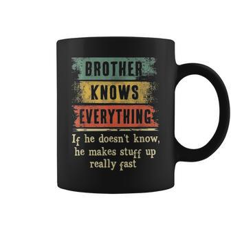 Mens Brother Knows Everything Grandpa Fathers Day Gift Coffee Mug - Seseable
