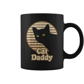 Mens Cat Daddy Vintage Eighties 80S Style Funny Cat Dad Retro Coffee Mug - Seseable