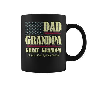 Mens Dad Grandpa Great Grandpa I Just Keep Getting Better Vintage Coffee Mug - Seseable