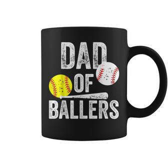 Mens Dad Of Ballers Funny Dad Of Baseball And Softball Player Coffee Mug | Mazezy