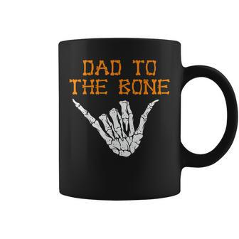 Mens Dad To The Bone Spooky Skeleton Hand Funny Halloween Coffee Mug - Thegiftio UK