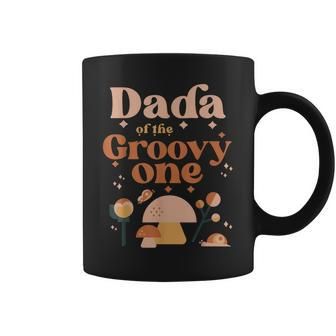 Mens Dada Of The Groovy One Boho 1St Birthday Hippie Mushroom Dad Coffee Mug - Seseable