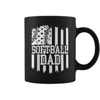 Mens Daddy Fathers Day Proud Softball Dad American Flag Ball Dad Coffee Mug - Thegiftio UK