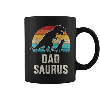 Mens Dadsaurus Dad Dinosaur Vintage For Fathers Day Coffee Mug - Seseable