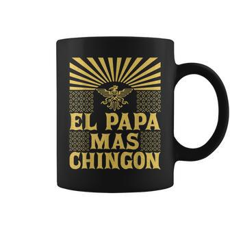 Mens El Papa Mas Chingon Mexican Dad Cinco De Mayo Aztec Eagle Coffee Mug - Seseable