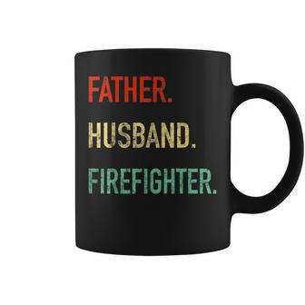 Mens Father Husband Firefighter Dad Fireman Vintage Fathers Day Coffee Mug - Thegiftio UK