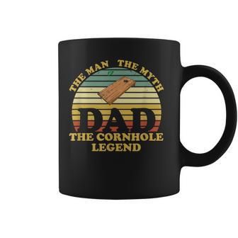 Mens Fathers Day Funny Vintage Dad Man Myth Cornhole Legend V2 Coffee Mug - Seseable