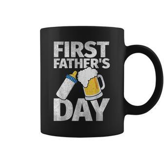 Mens First Fathers Day Gifts T-Shirt Beer Baby Bottle Dad Daddy Coffee Mug | Mazezy