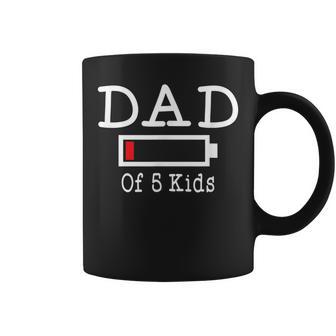 Mens Funny Dad Of 5 Kids - Low Battery Busy Father Parenting Coffee Mug - Thegiftio UK