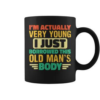 Mens Funny Grandpa Fathers Day Just Borrowed This Old Mans Body Coffee Mug - Thegiftio UK