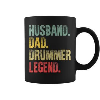 Mens Funny Vintage Gift Husband Dad Drummer Legend Retro Coffee Mug - Seseable