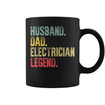Mens Funny Vintage Husband Dad Electrician Legend Retro Coffee Mug - Seseable