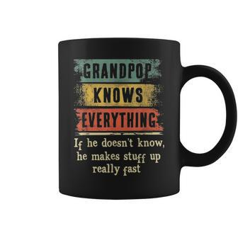 Mens Grandpop Knows Everything Grandpa Fathers Day Gift Coffee Mug - Seseable