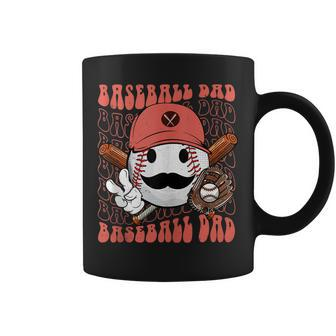 Mens Groovy Softball Baseball Dad Daddy Hippie Face Fathers Day Coffee Mug - Thegiftio UK