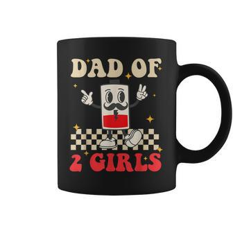 Mens Hippie Face Battery Dad Of 2 Girls Retro Groovy Fathers Day Coffee Mug - Thegiftio UK