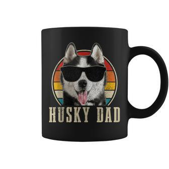 Mens Husky Dad Funny Dog Sunglasses Vintage Siberian Husky Coffee Mug - Seseable
