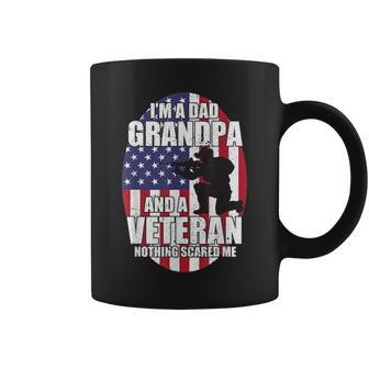 Mens I Am A Dad Grandpa And A Veteran Nothing Scares Me Usa Gift V2 Coffee Mug - Seseable