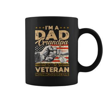 Mens I Am A Dad Grandpa And A Veteran Nothing Scares Me Usa Gifts V2 Coffee Mug - Seseable
