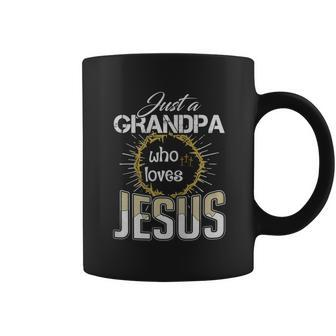 Mens Just A Grandpa Who Loves Jesus Christian Faith T Shirt Gift Coffee Mug - Thegiftio UK