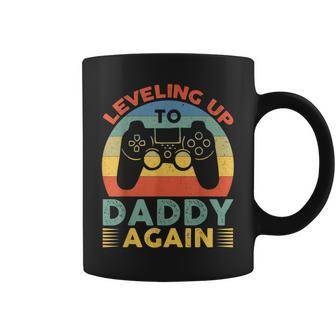 Mens Leveling Up To Daddy Again Vintage Promoted To Dad Again Coffee Mug - Seseable