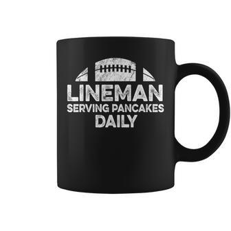 Mens Lineman Serving Pancakes Daily Football Offensive Lineman Coffee Mug | Mazezy