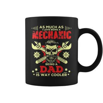 Mens Mechanic Dad Funny Father Day Gift Skull Graphic Coffee Mug - Seseable