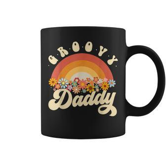 Mens Mens Groovy Daddy Retro Rainbow Colorful Flowers Design Coffee Mug | Mazezy