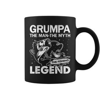 Mens Mens Grumpa Man Myth Fishing Legend Funny Fathers Day Gift Coffee Mug - Seseable