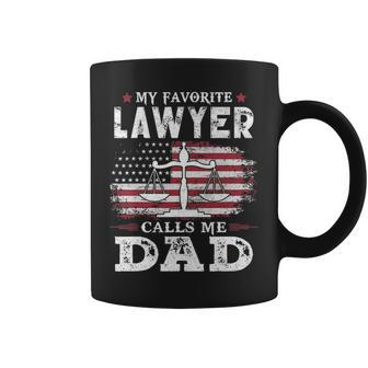 Mens My Favorite Lawyer Calls Me Dad Usa Flag Dad Father Gift Coffee Mug - Seseable