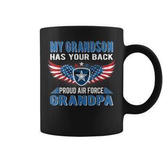 Mens My Grandson Has Your Back Proud Air Force Grandpa Military Coffee Mug - Seseable