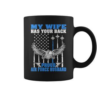 Mens My Wife Has Your Back Proud Air Force Husband Spouse Gift Coffee Mug - Seseable