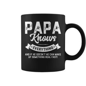 Mens Papa Knows Everything Shirt 60Th Gift Funny Fathers Day Coffee Mug | Mazezy