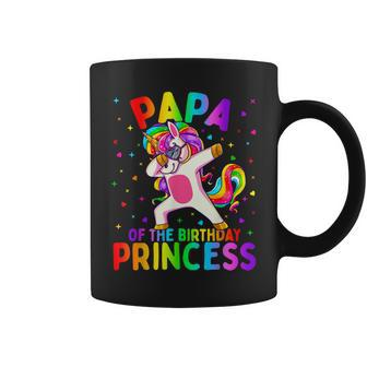 Mens Papa Of The Birthday Princess Girl Dabbing Unicorn Coffee Mug | Mazezy