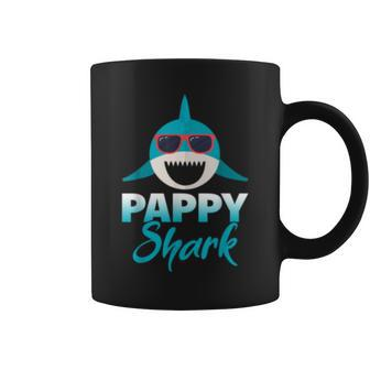 Mens Pappy Shark Wearing Cool Sunglasses Grandpa Gift Coffee Mug - Seseable