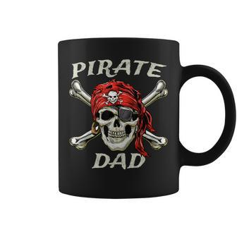 Mens Pirate Dad Skull And Crossbones Jolly Roger Birthday Pirate Coffee Mug | Mazezy